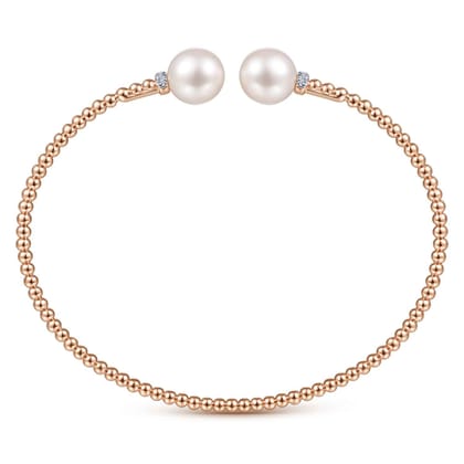 14K Rose Gold Bujukan Diamond and Pearl Split Bangle