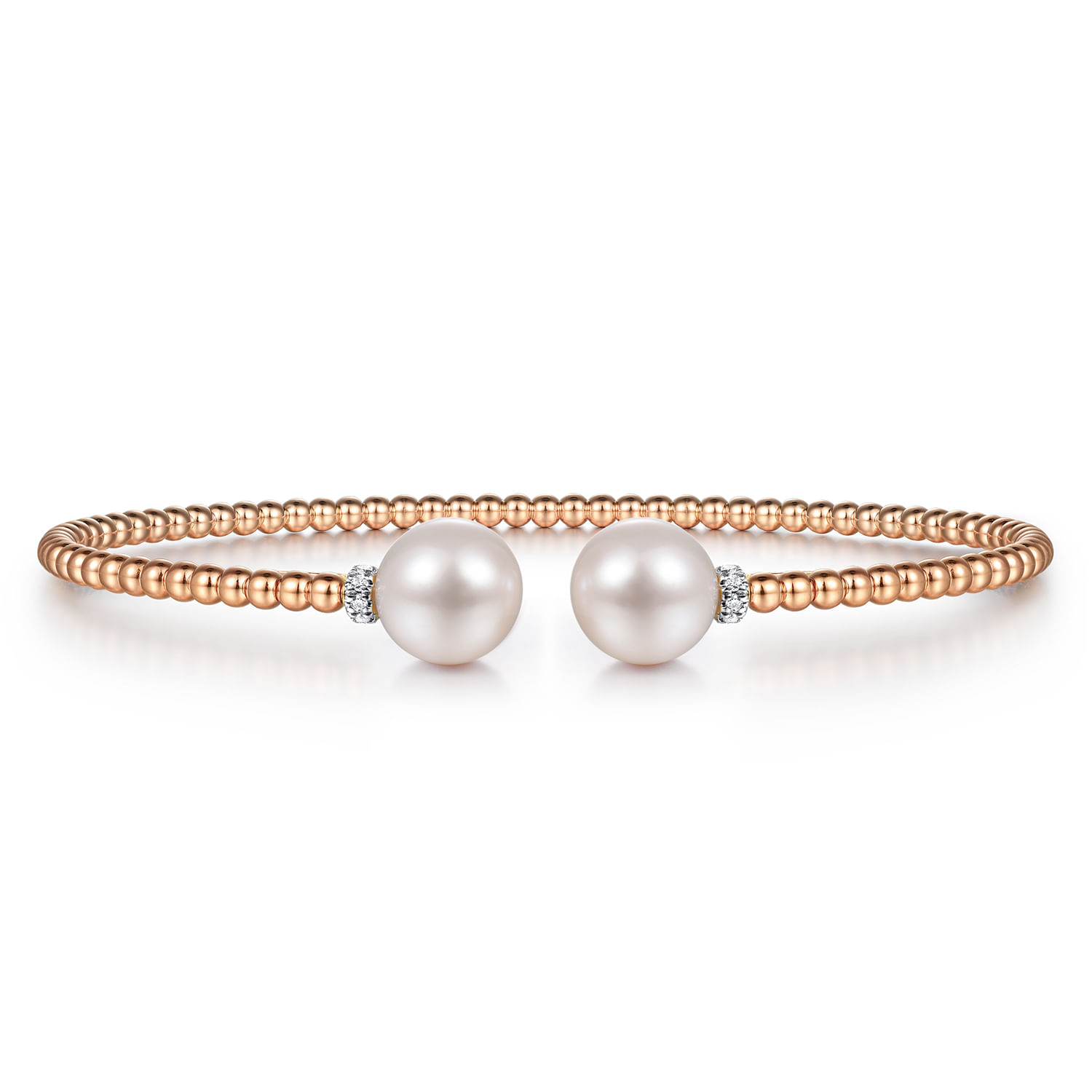 14K Rose Gold Bujukan Diamond and Pearl Split Bangle
