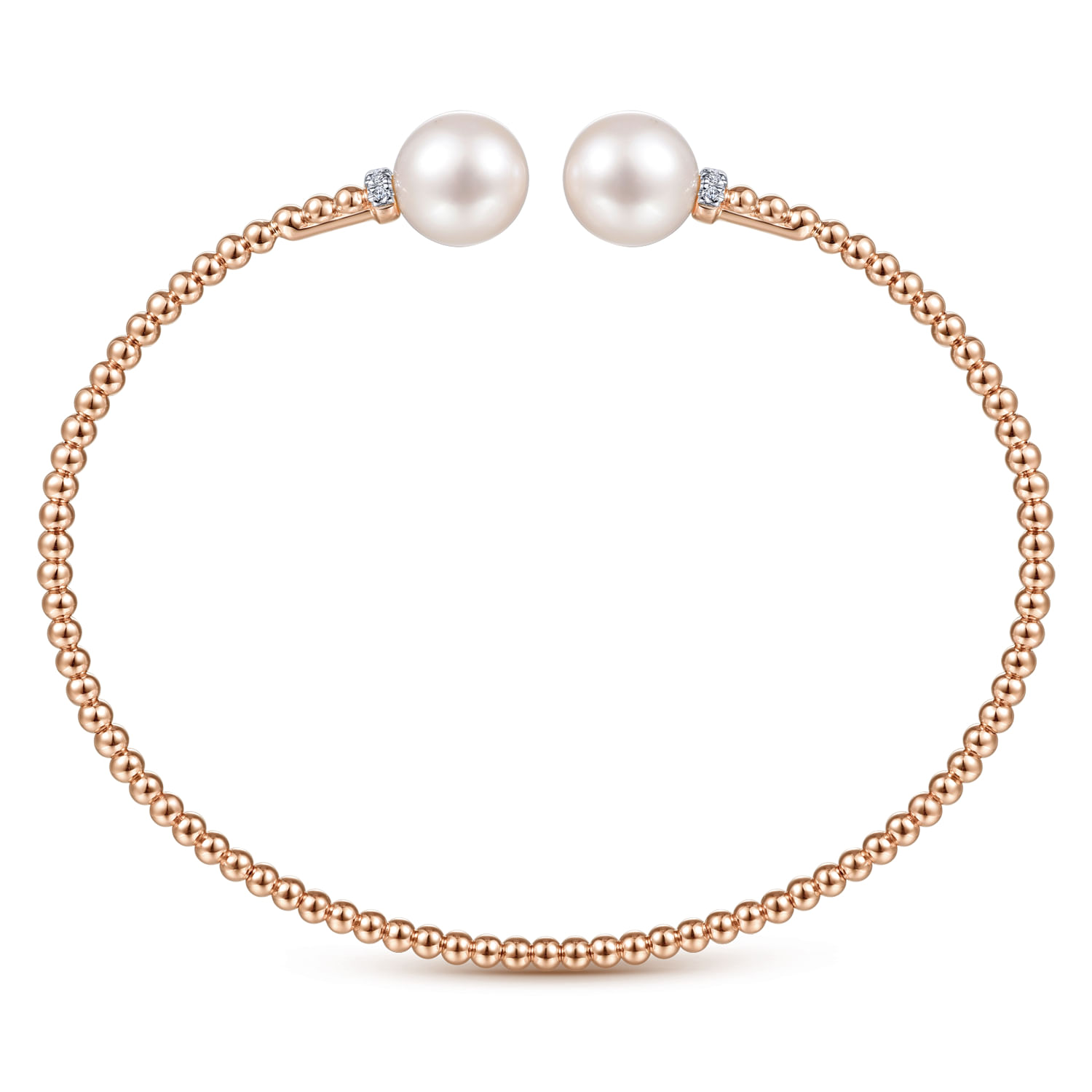 14K Rose Gold Bujukan Diamond and Pearl Split Bangle