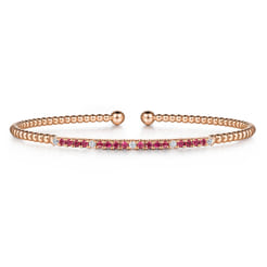 14K Rose Gold Bujukan Diamond and Ruby Split Bangle