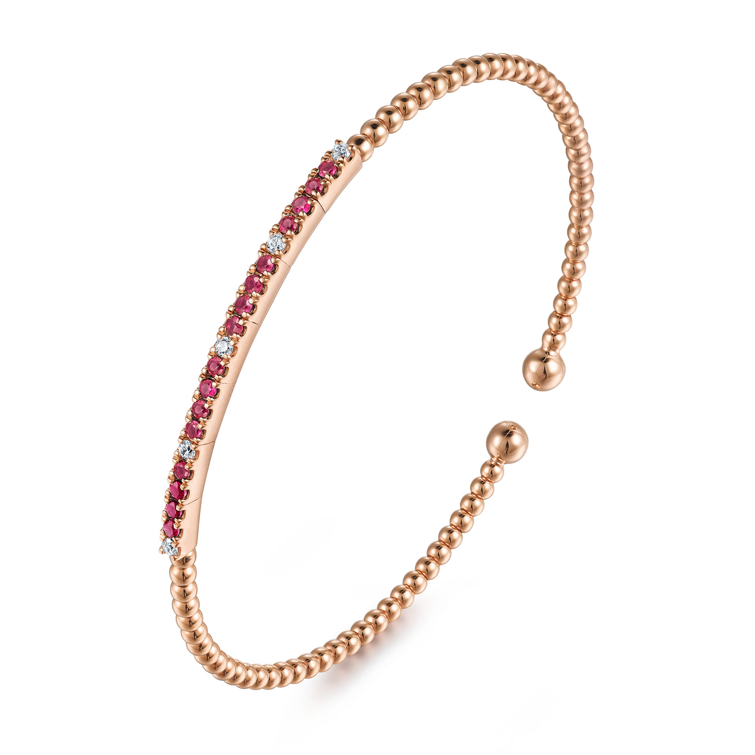 14K Rose Gold Bujukan Diamond and Ruby Split Bangle - 0.09 ct - Shot 2