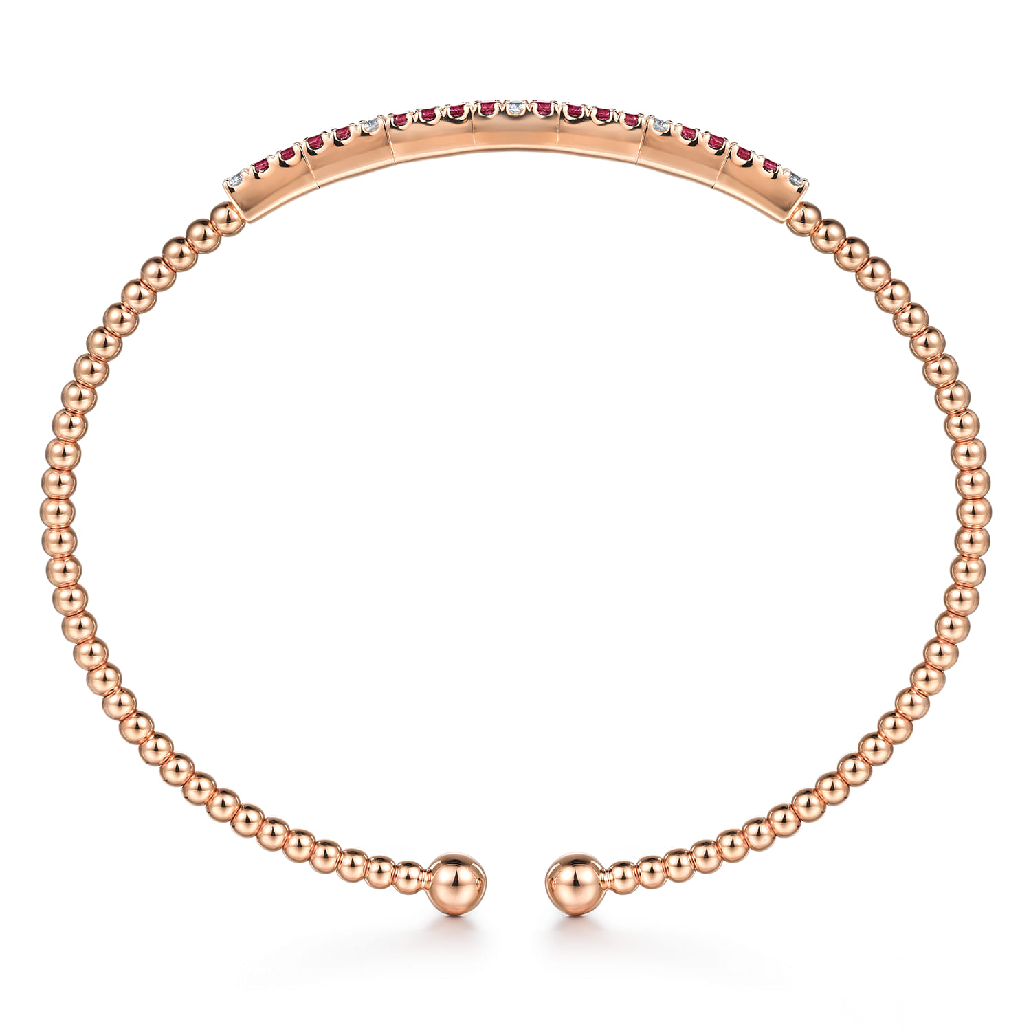 14K Rose Gold Bujukan Diamond and Ruby Split Bangle - 0.09 ct - Shot 3