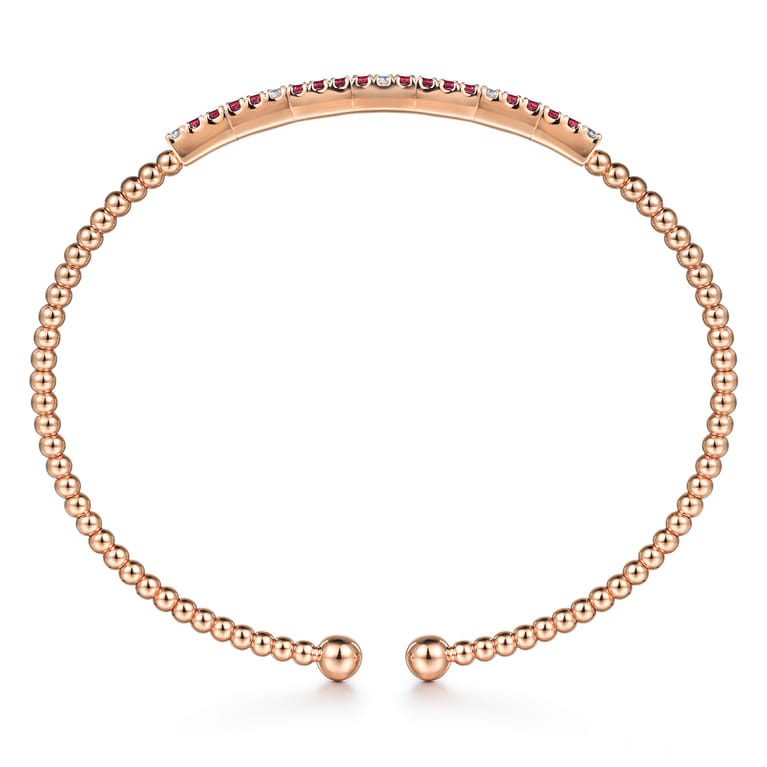 14K Rose Gold Bujukan Diamond and Ruby Split Bangle - 0.09 ct - Shot 3