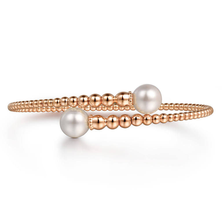 14K Rose Gold Bujukan Fresh Water Pearl Bangle - Shot 1