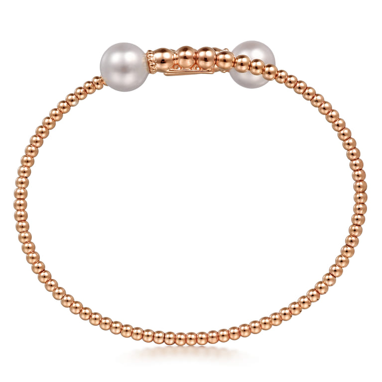 14K Rose Gold Bujukan Fresh Water Pearl Bangle - Shot 3