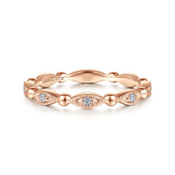 14K Rose Gold Bujukan Marquise Station Diamond Ring