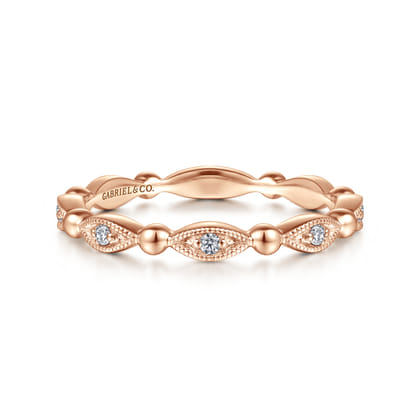 14K Rose Gold Bujukan Marquise Station Diamond Ring