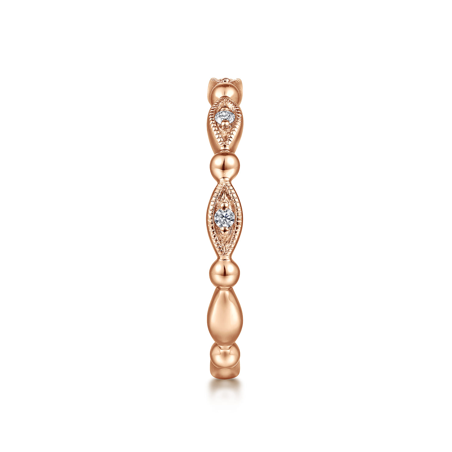 14K Rose Gold Bujukan Marquise Station Diamond Ring - 0.05 ct - Shot 4