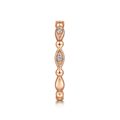 14K Rose Gold Bujukan Marquise Station Diamond Ring