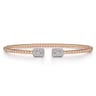 14K Rose Gold Bujukan Open Cuff Bracelet with Diamond Baguettes - 0.3 ct