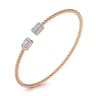 14K Rose Gold Bujukan Open Cuff Bracelet with Diamond Baguettes - 0.3 ct