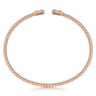 14K Rose Gold Bujukan Open Cuff Bracelet with Diamond Baguettes - 0.3 ct