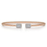 14K Rose Gold Bujukan Open Cuff Bracelet with Diamond Baguettes - 0.3 ct