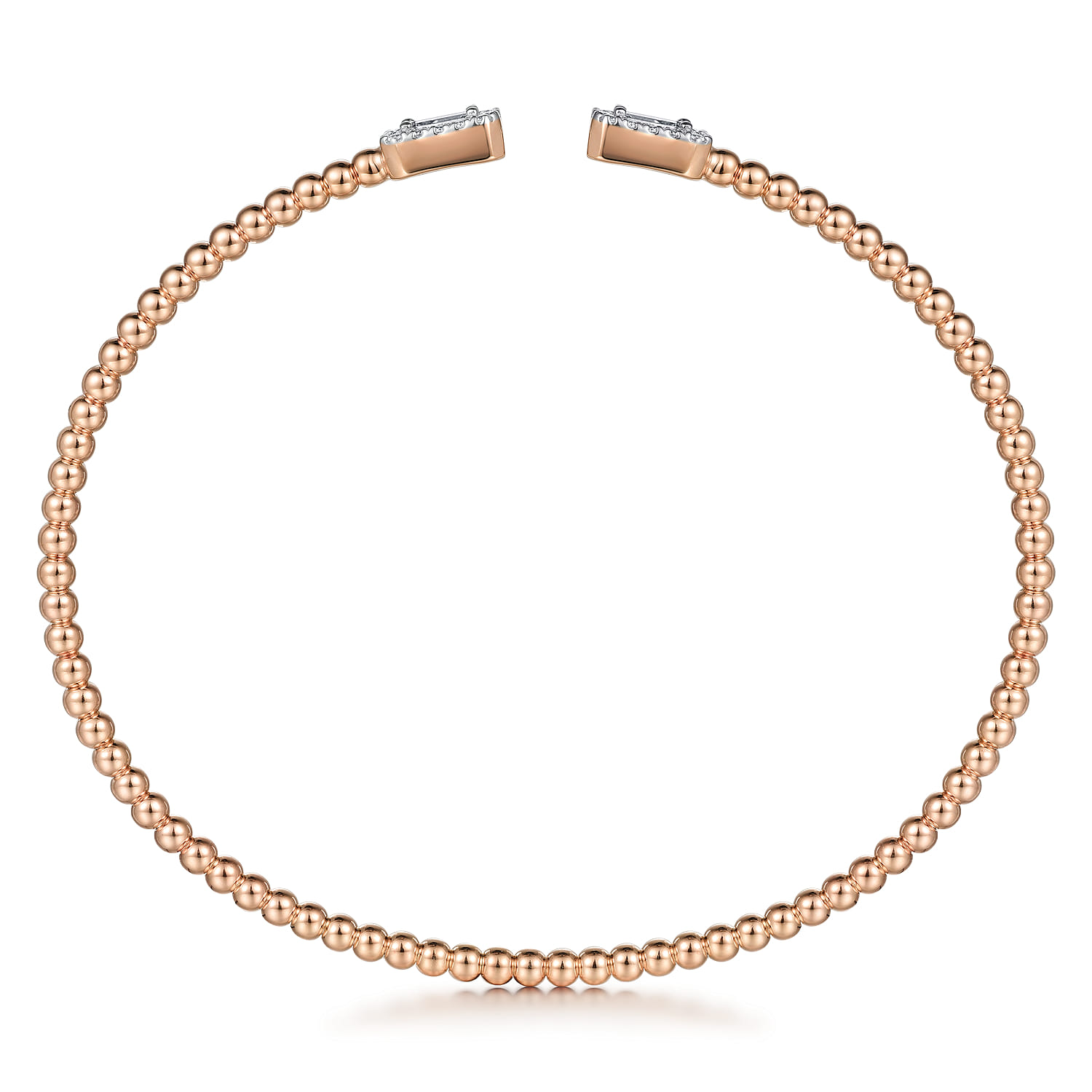 14K Rose Gold Bujukan Open Cuff Bracelet with Diamond Baguettes - 0.3 ct - Shot 3