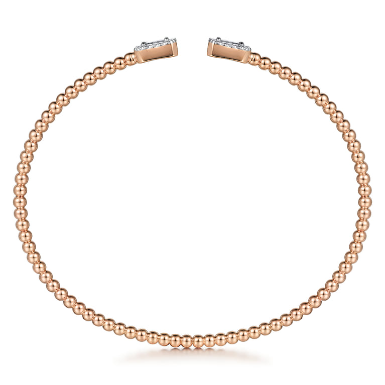 14K Rose Gold Bujukan Open Cuff Bracelet with Diamond Baguettes - 0.3 ct - Shot 3