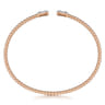 14K Rose Gold Bujukan Open Cuff Bracelet with Diamond Baguettes - 0.3 ct