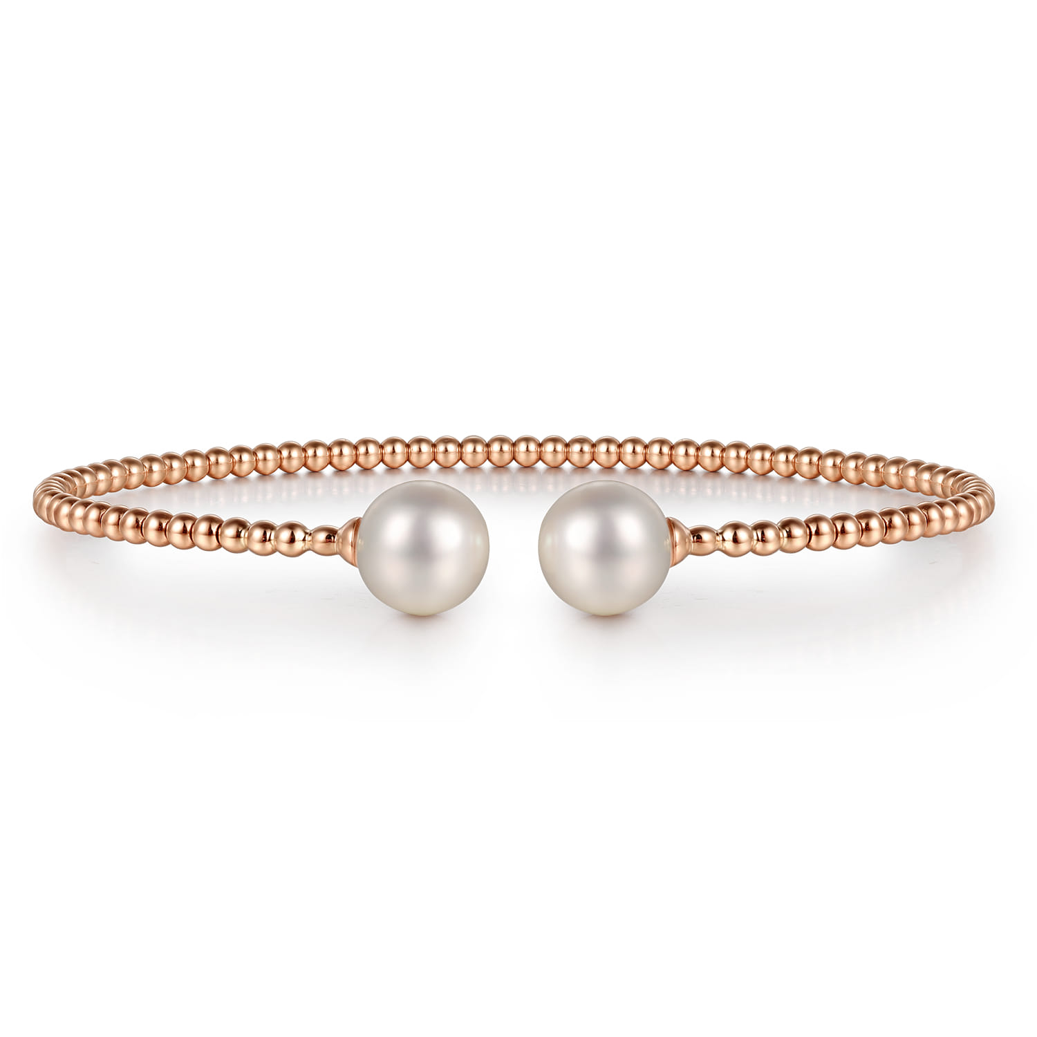 14K Rose Gold Bujukan Pearls Split Bangle - Shot 1