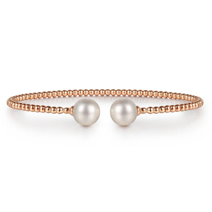 14K Rose Gold Bujukan Pearls Split Bangle