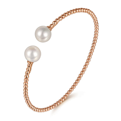 14K Rose Gold Bujukan Pearls Split Bangle