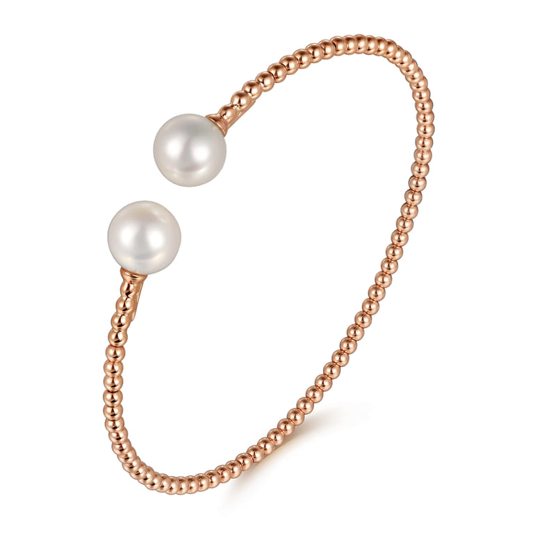 14K Rose Gold Bujukan Pearls Split Bangle - Shot 2