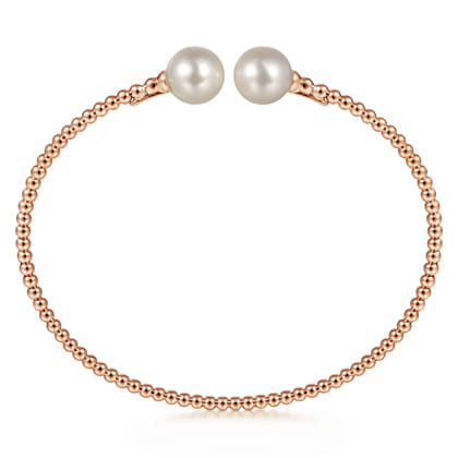 14K Rose Gold Bujukan Pearls Split Bangle
