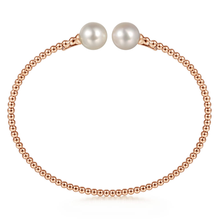 14K Rose Gold Bujukan Pearls Split Bangle - Shot 3