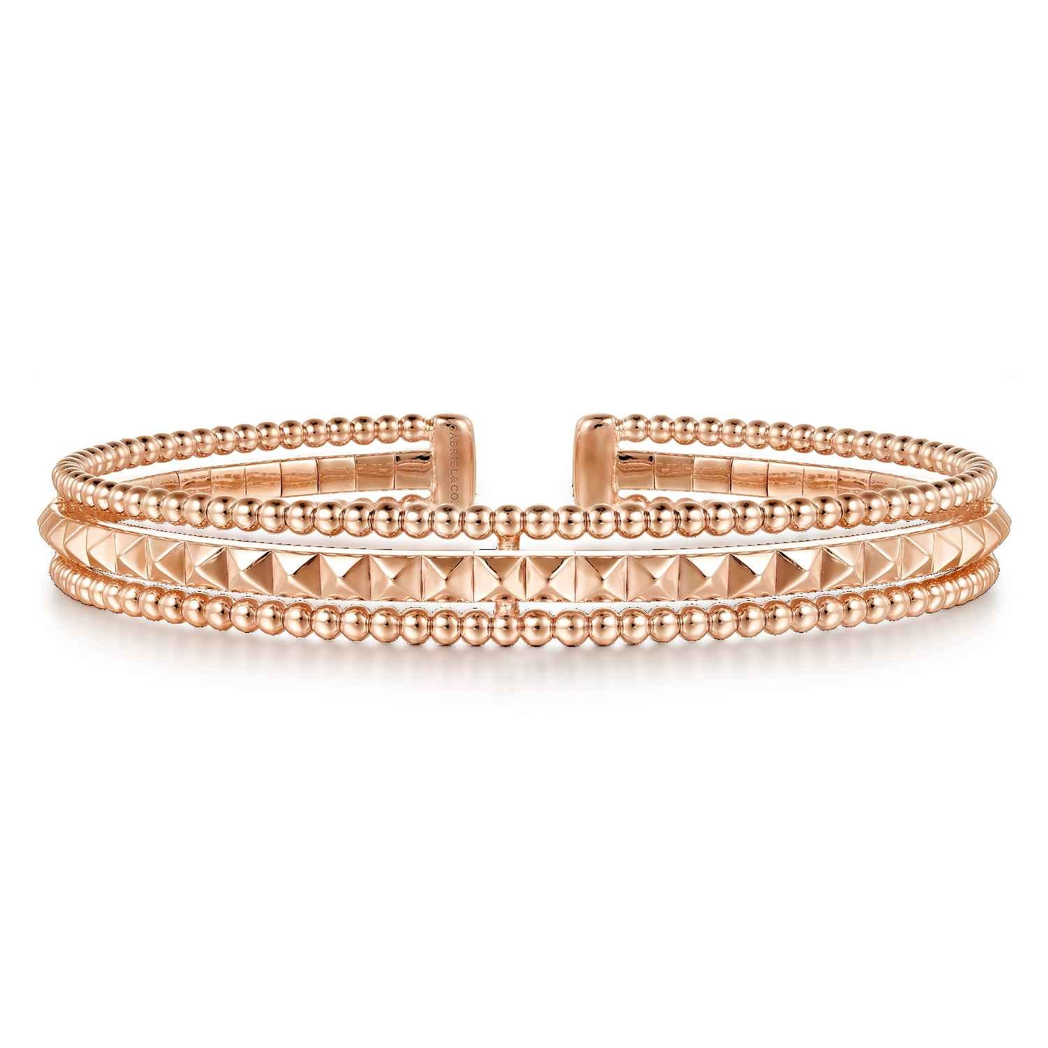14K Rose Gold Bujukan Pyramid Bangle - Shot 1