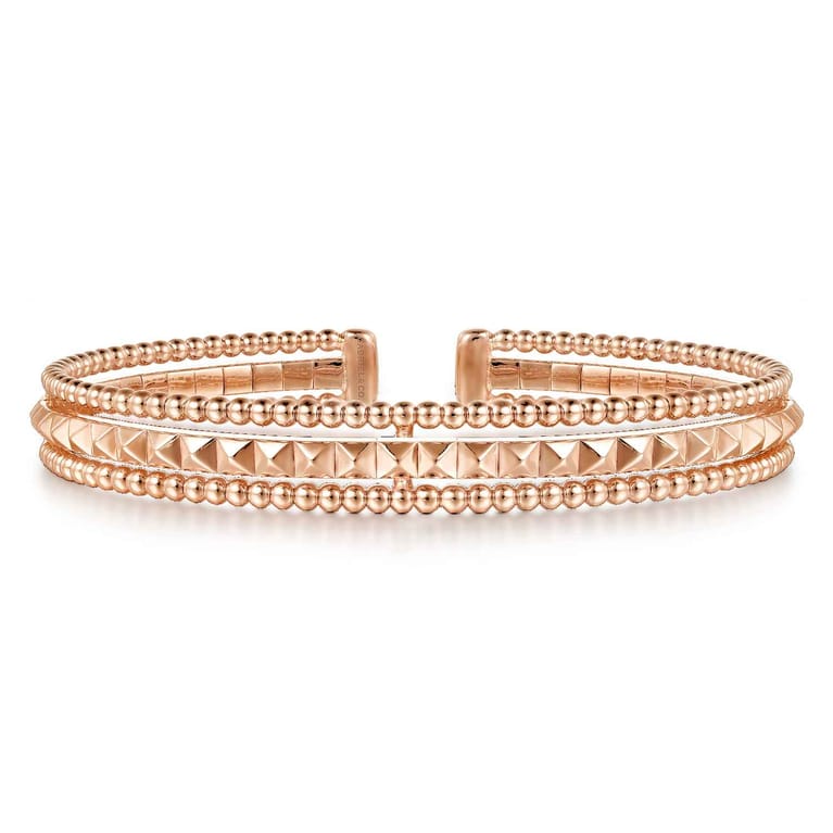 14K Rose Gold Bujukan Pyramid Bangle - Shot 1