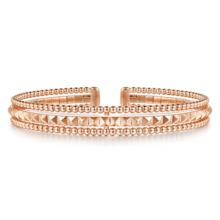 14K Rose Gold Bujukan Pyramid Bangle - Shot 1
