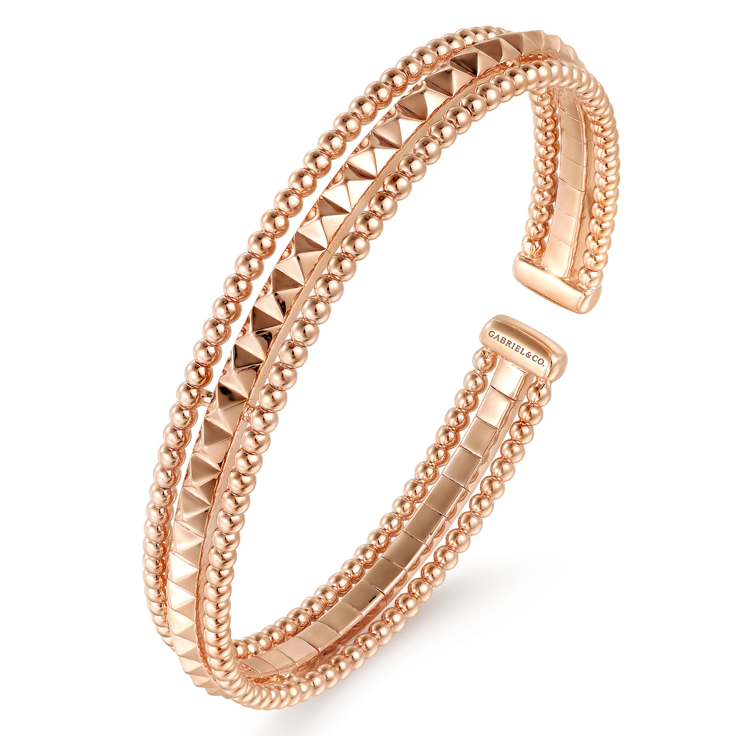 14K Rose Gold Bujukan Pyramid Bangle - Shot 2