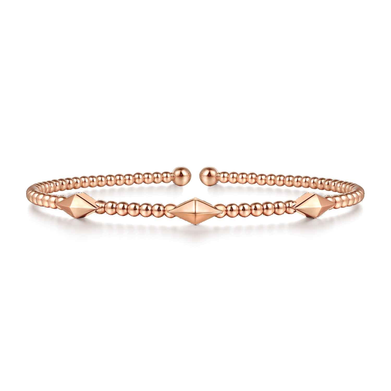 14K Rose Gold Bujukan Pyramid Stations Bangle - Shot 1