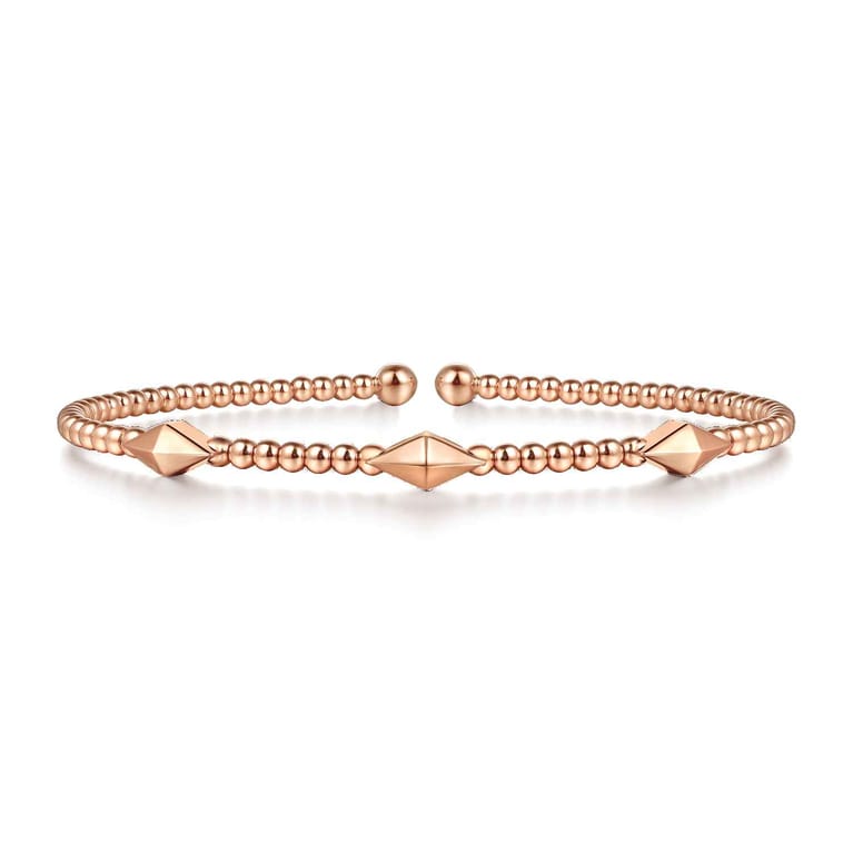 14K Rose Gold Bujukan Pyramid Stations Bangle - Shot 1