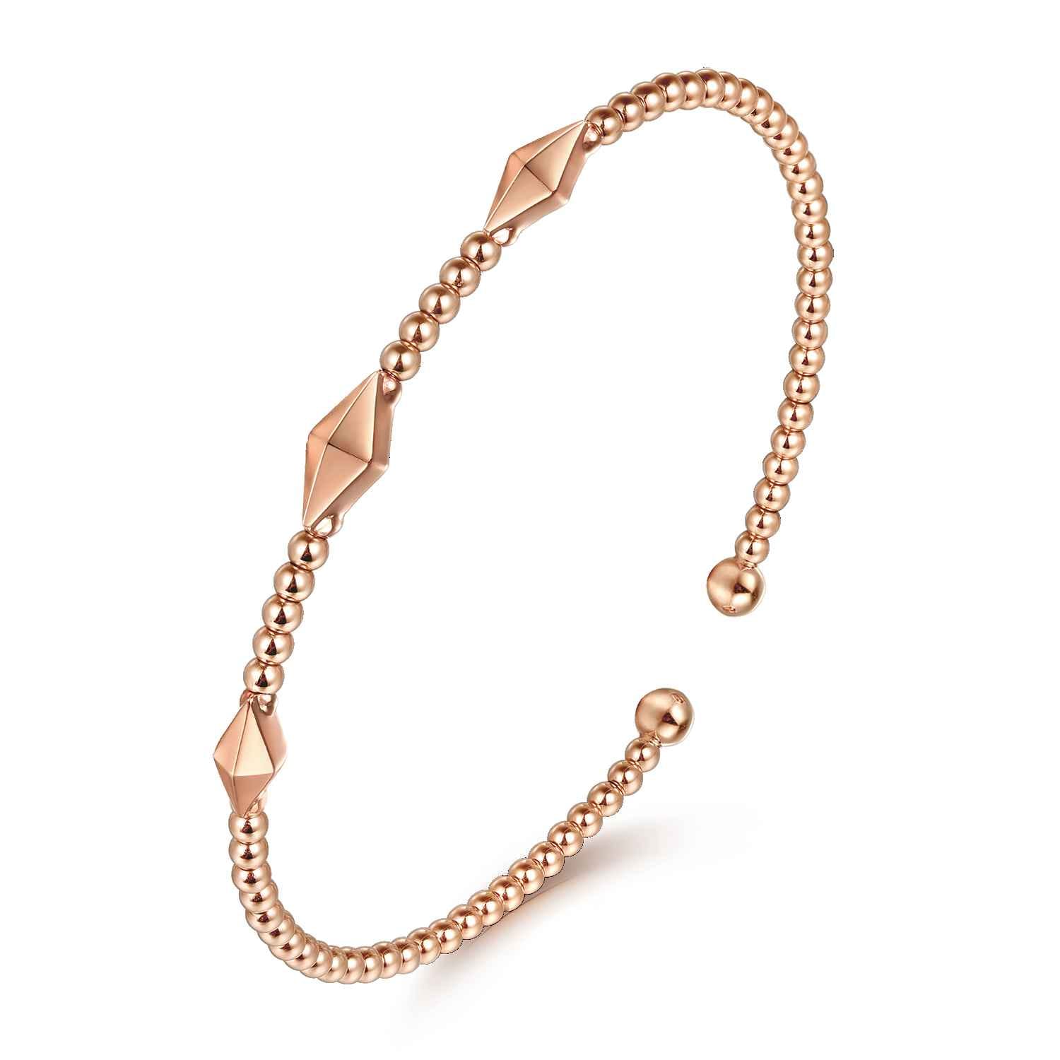 14K Rose Gold Bujukan Pyramid Stations Bangle - Shot 2