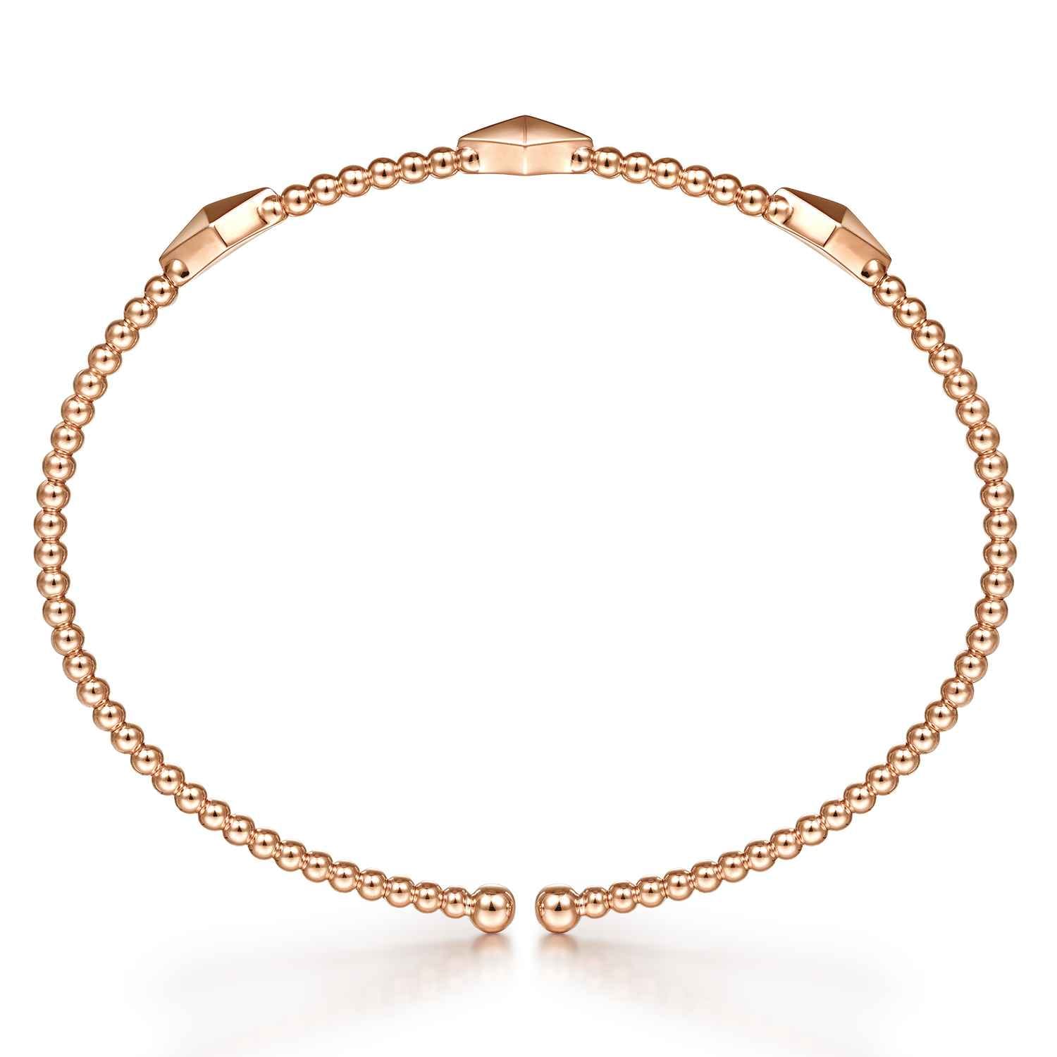 14K Rose Gold Bujukan Pyramid Stations Bangle - Shot 3