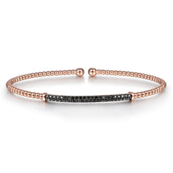 14K Rose Gold Bujukan Split Cuff Bracelet with Black Diamond Pave Bar