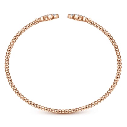 14K Rose Gold Bujukan Split Cuff Bracelet with Diamond Flower Caps