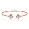 14K Rose Gold Bujukan Split Cuff Bracelet with Diamond Flower Caps - 0.23 ct