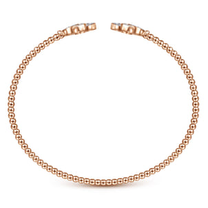 14K Rose Gold Bujukan Split Cuff Bracelet with Diamond Flower Caps