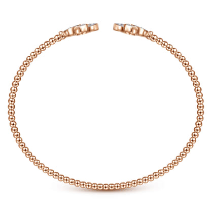 14K Rose Gold Bujukan Split Cuff Bracelet with Diamond Flower Caps