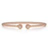 14K Rose Gold Bujukan Split Cuff Bracelet with Diamond Flower Caps - 0.09 ct