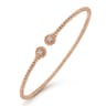 14K Rose Gold Bujukan Split Cuff Bracelet with Diamond Flower Caps - 0.09 ct