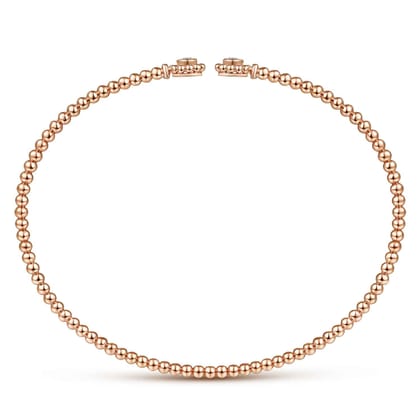 14K Rose Gold Bujukan Split Cuff Bracelet with Diamond Flower Caps