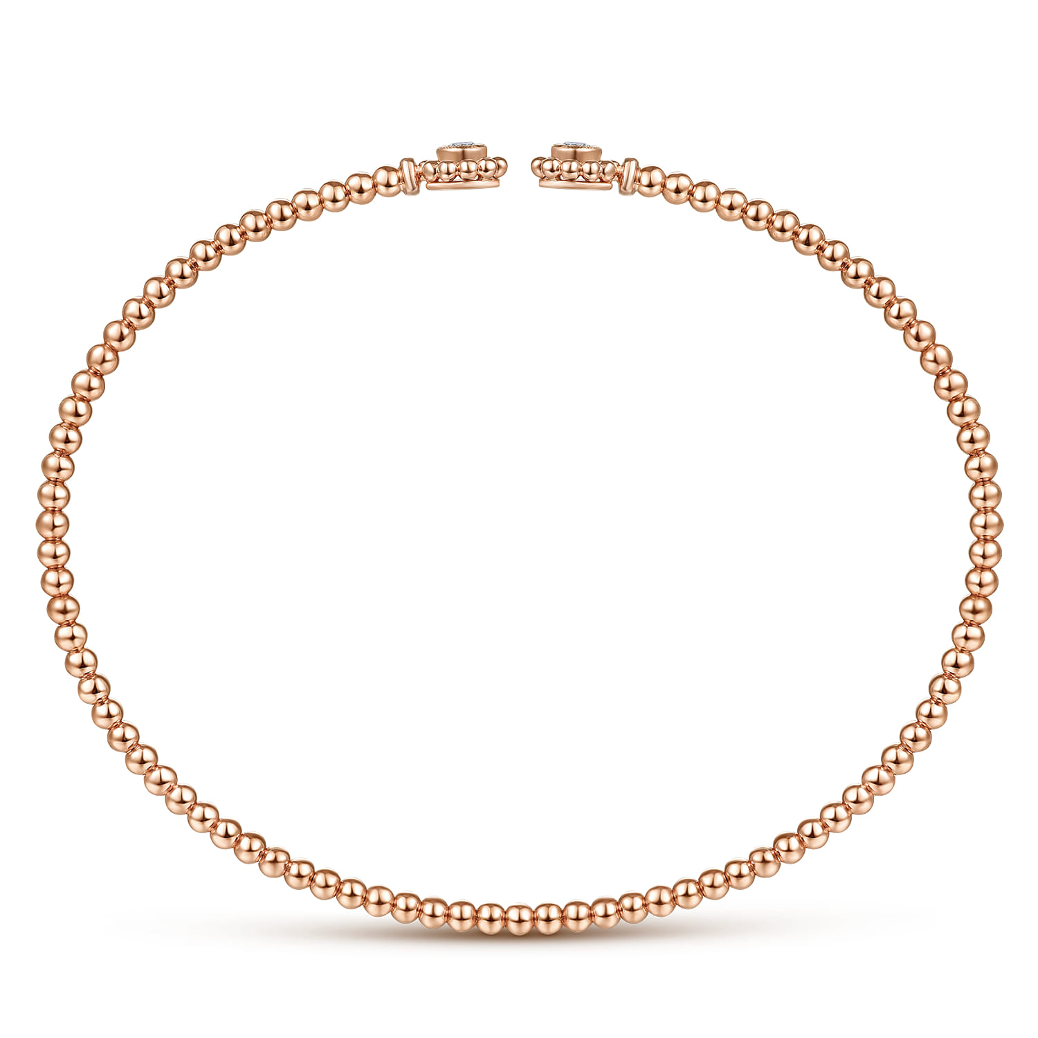 14K Rose Gold Bujukan Split Cuff Bracelet with Diamond Flower Caps - 0.09 ct - Shot 3