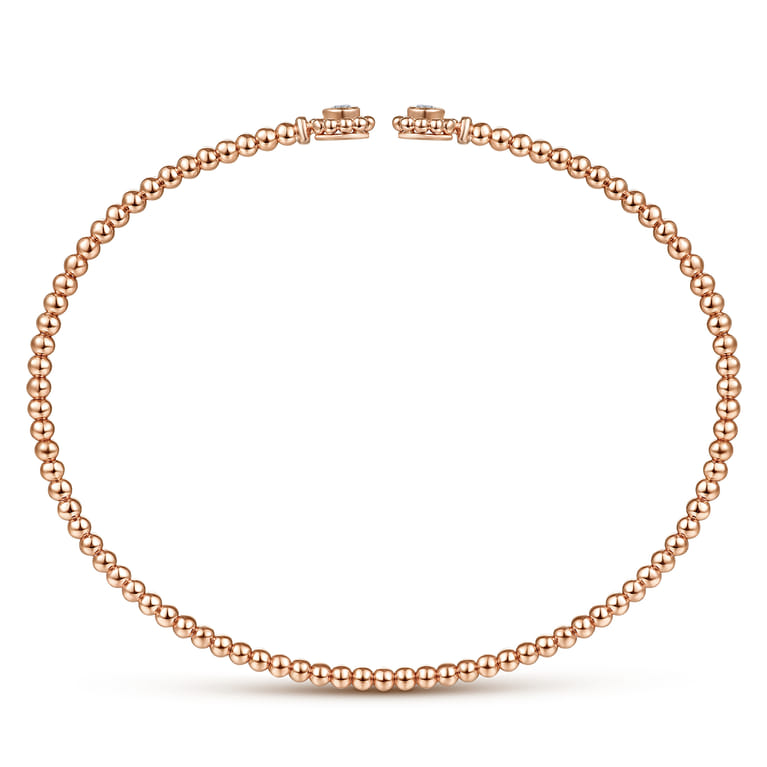 14K Rose Gold Bujukan Split Cuff Bracelet with Diamond Flower Caps - 0.09 ct - Shot 3