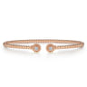 14K Rose Gold Bujukan Split Cuff Bracelet with Diamond Flower Caps - 0.09 ct