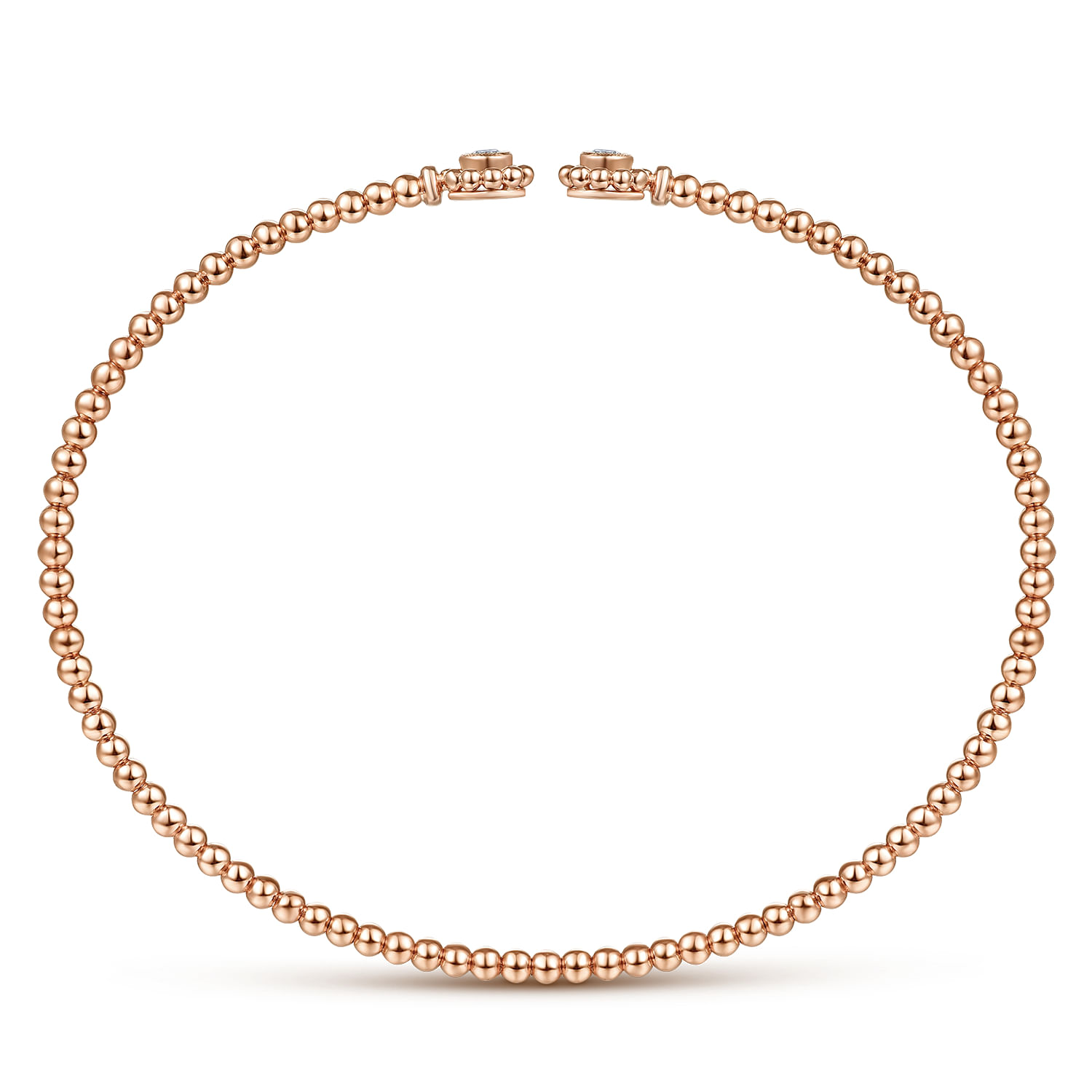 14K Rose Gold Bujukan Split Cuff Bracelet with Diamond Flower Caps