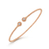 14K Rose Gold Bujukan Split Cuff Bracelet with Diamond Flower Caps - 0.09 ct