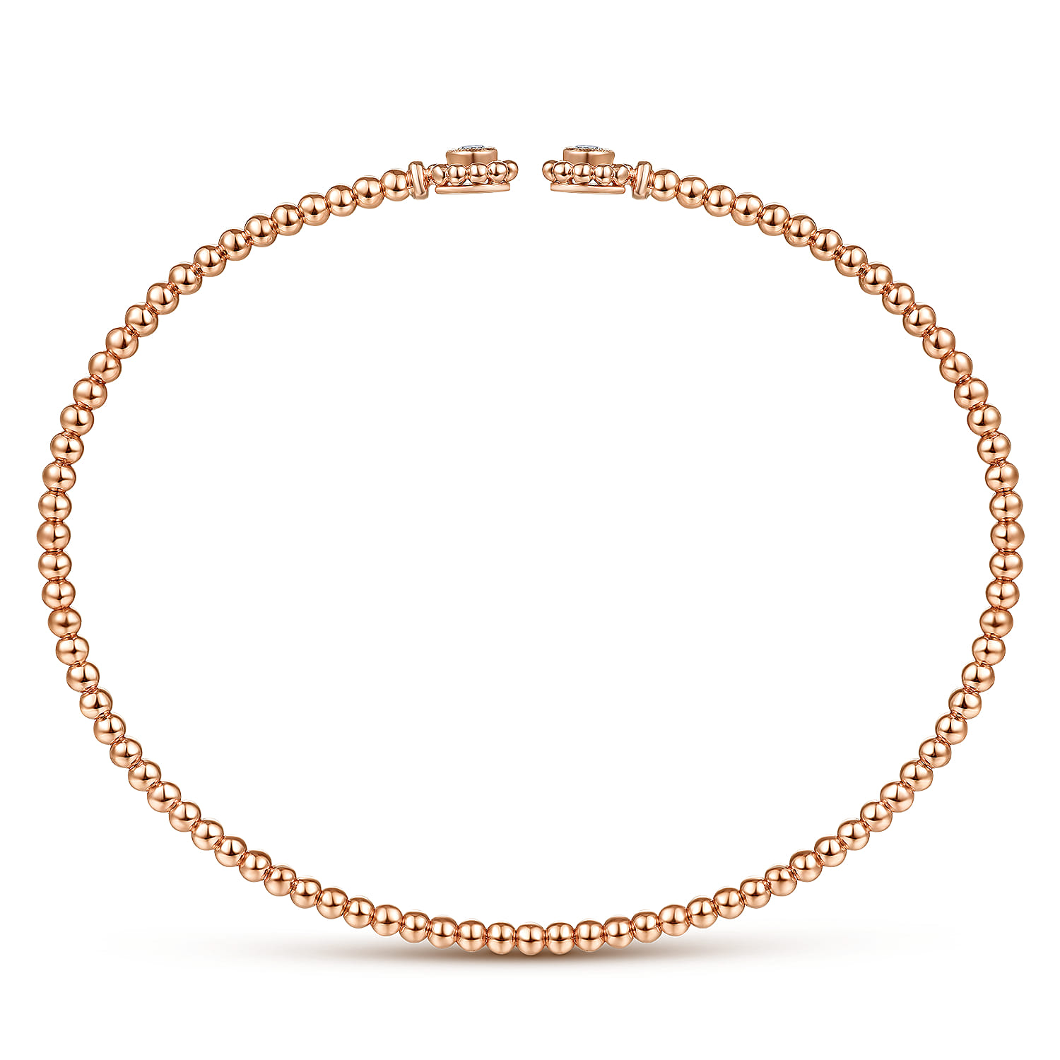 14K Rose Gold Bujukan Split Cuff Bracelet with Diamond Flower Caps - 0.09 ct - Shot 3