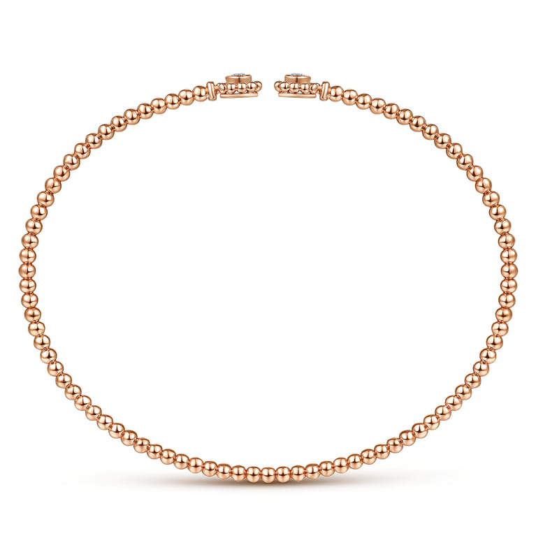 14K Rose Gold Bujukan Split Cuff Bracelet with Diamond Flower Caps - 0.09 ct - Shot 3