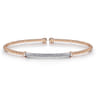 14K Rose Gold Bujukan Split Cuff Bracelet with Diamond Pave Bar - 0.31 ct